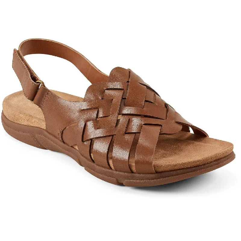 Sandals with dynamic soles -Easy Spirit Womens Maryan  Leather Adjustable Wedge Sandals