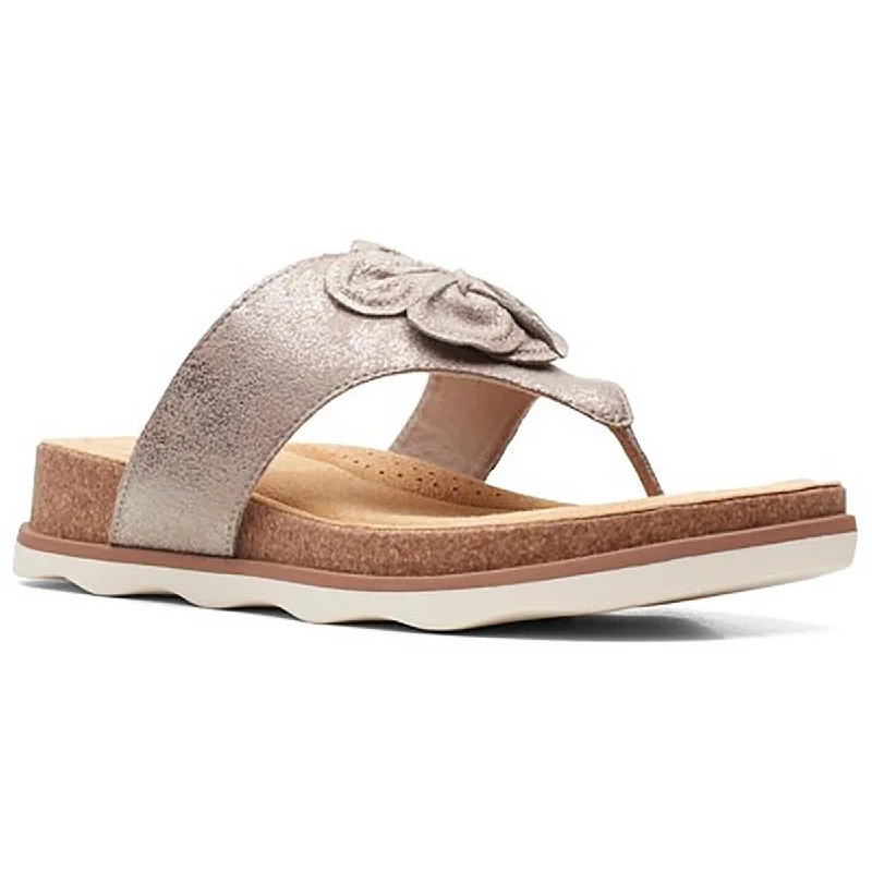 Sandals with damp trails -Clarks Womens Brynn Style Leather Cushioned Footbed Slide Sandals