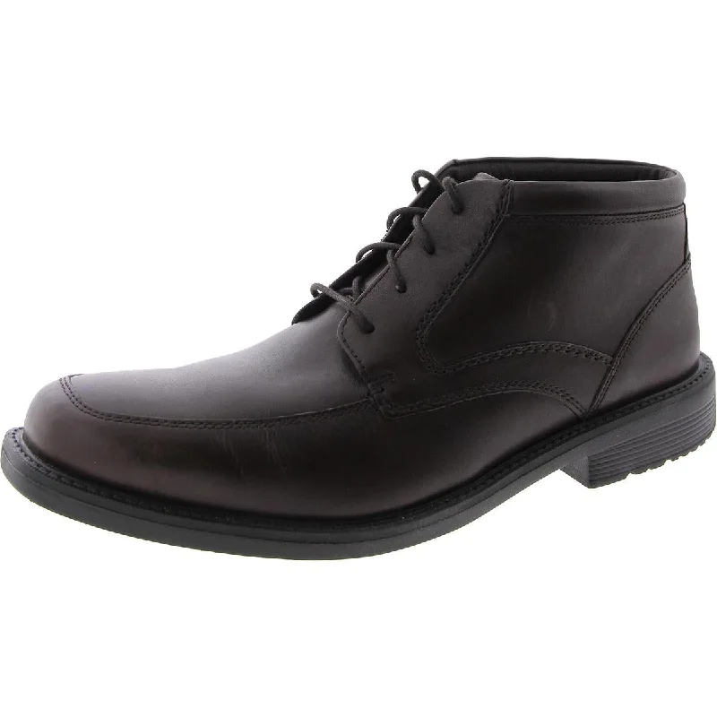 Rockport Mens Faux Leather Ankle Chukka Boots