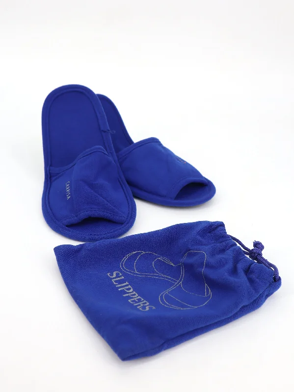 Slippers with firm nap soles -Men's Brand Logo Printed Slippers,Blue