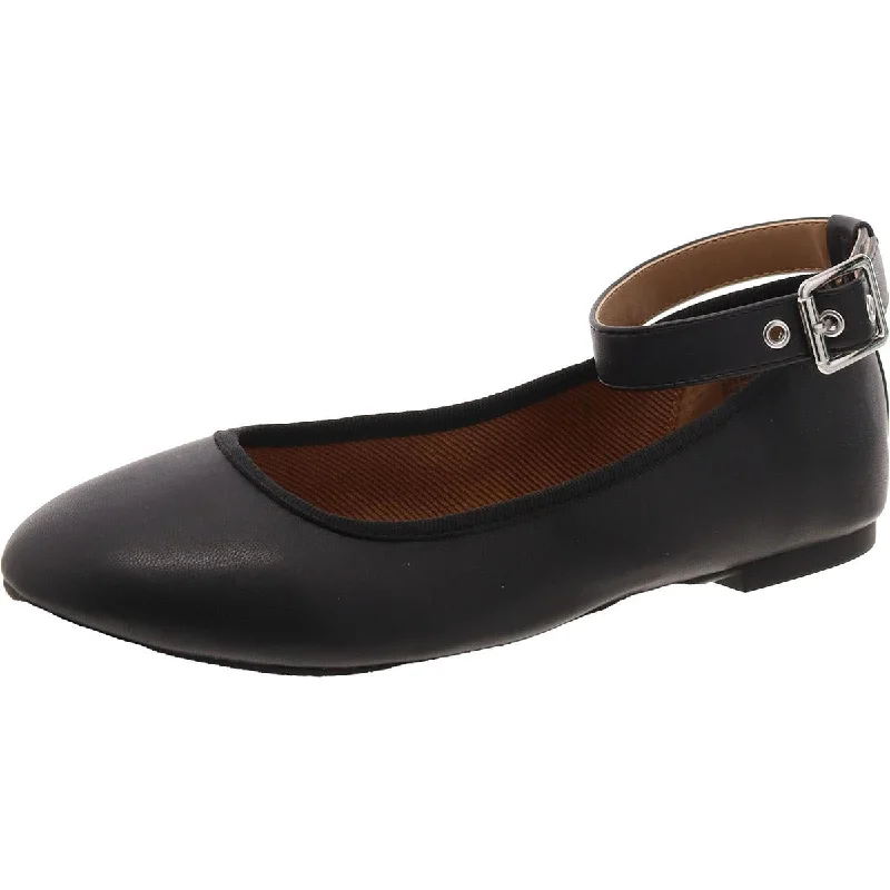 Flats with woven leather trims -Sun + Stone Womens Faux Leather Flat Ballet Flats