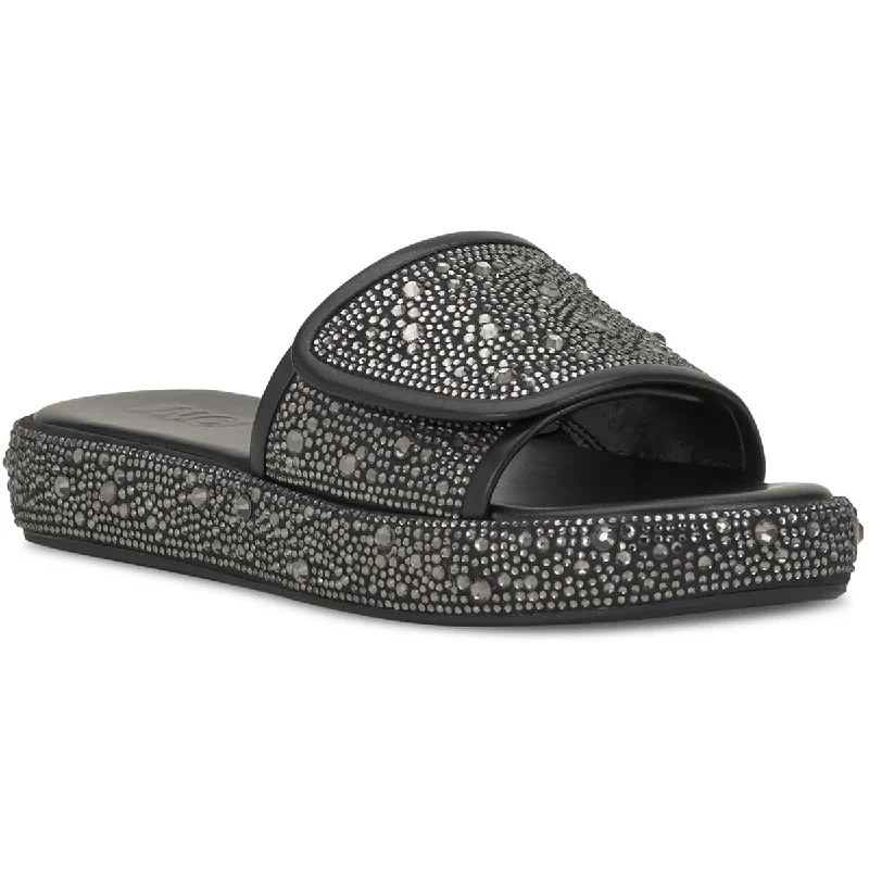 Sandals with cozy linings -INC Womens Faux Leather Slip On Slide Sandals