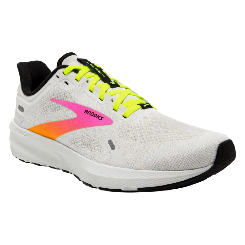 Running shoe for track run feasts -Brooks Launch 9 White/Pink/Nightlife Running Shoe (Men's)