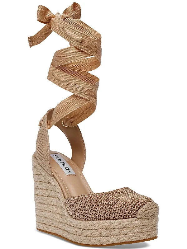 Locket Womens Knit Ankle Strap Espadrille Heels