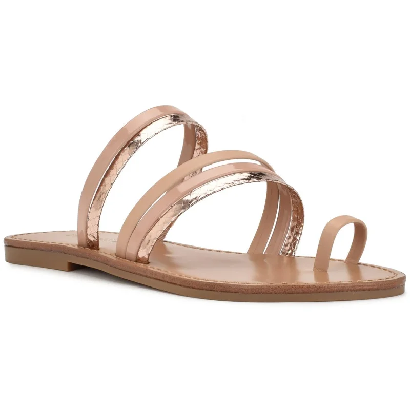 Sandals for swift strides -Nine West Womens WNCINS3 Faux Leather Slip On Strappy Sandals