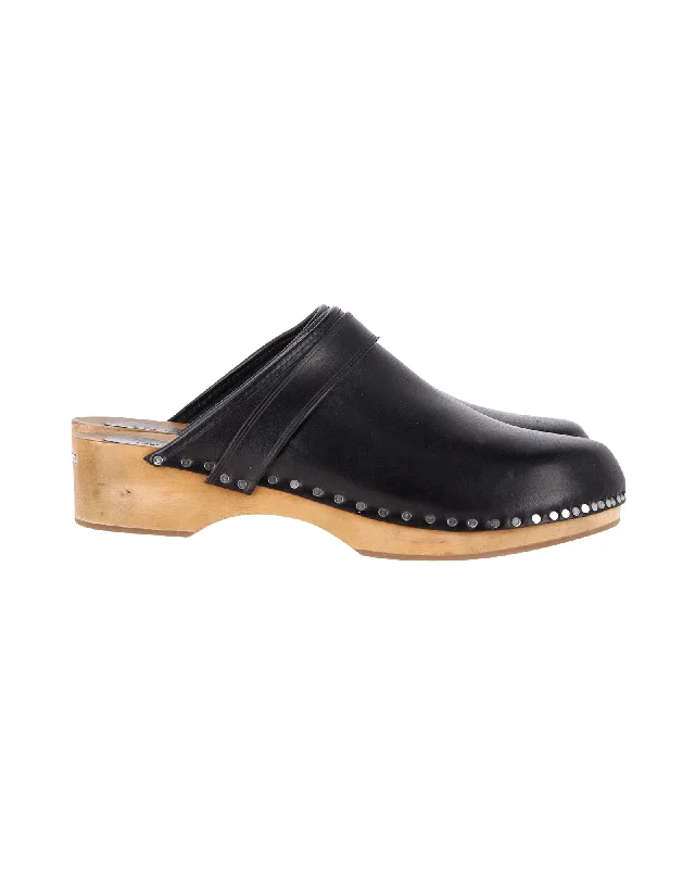 Slippers with firm nap soles -Isabel Marant Thalie Clogs in Black Leather