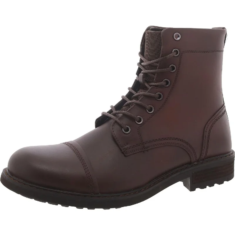 Steve Madden Mens Camdem Leather Lugged Sole Combat & Lace-Up Boots