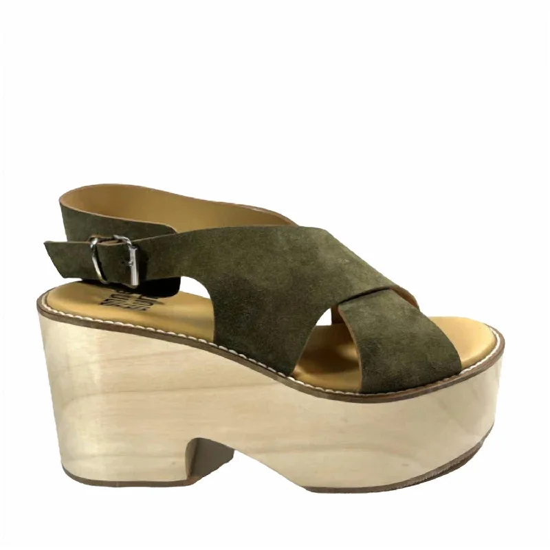 Slippers with wavy nap prints -Women Sofia Suede Platform Sandal In Olive