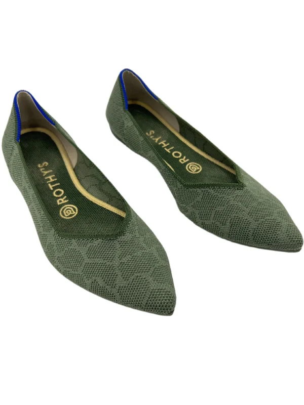 Flats with vibrant sole designs -Shoes Flats By Rothys In Green, Size: 8