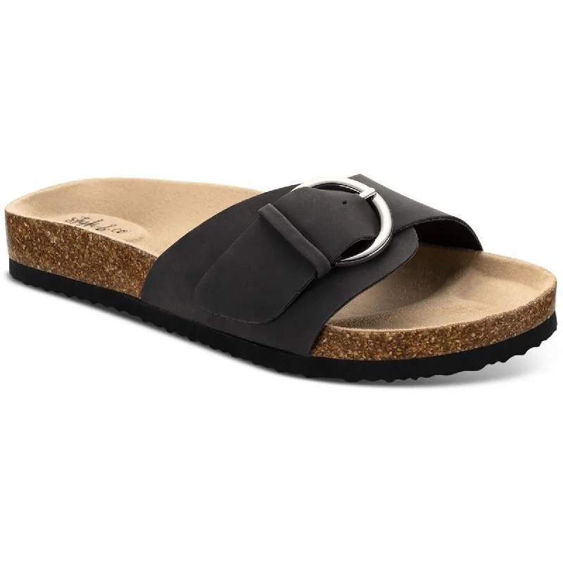 Sandals with dynamic soles -Style & Co. Womens Elisaa Faux Leather Footbed Slide Sandals