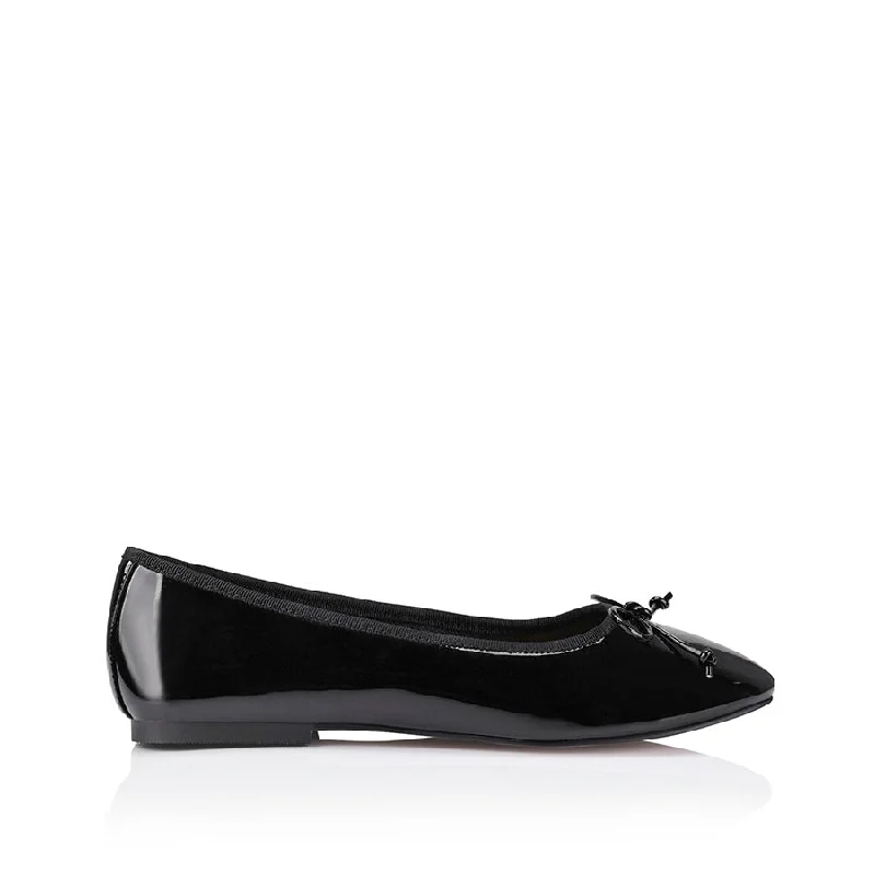 Flats for warm coastal trails -Ballerina Ballet Flats - Black Patent