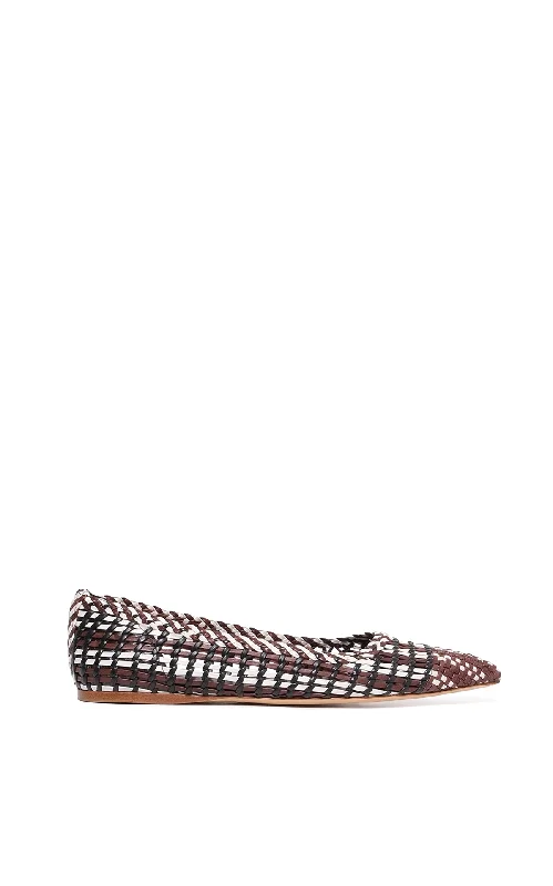 Flats for women with dry soles -Aurora Braided Flat Shoe in Chocolate Multi Leather