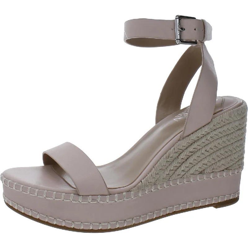 Sandals for outdoor markets -Lauren Ralph Lauren Womens Hilarie Leather Wedge Slingback Sandals