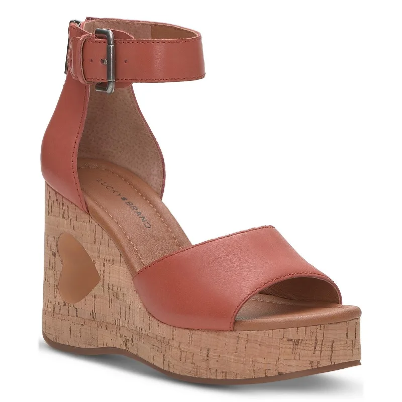 Sandals with pliable linings -Lucky Brand Womens LKHIMMY Leather Dressy Wedge Sandals