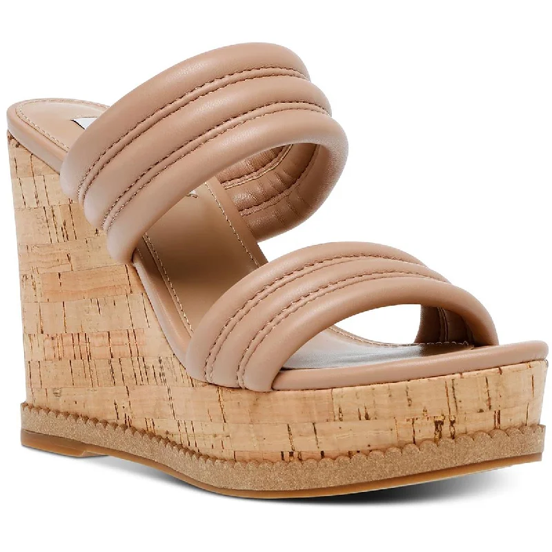 Sandals for wet conditions -Steve Madden Womens Wipeout Faux Leather Cork Wedge Sandals