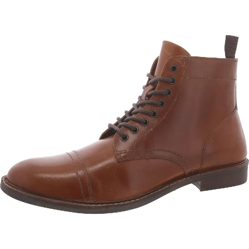 Steve Madden Mens Lingard Leather Ankle Combat & Lace-Up Boots