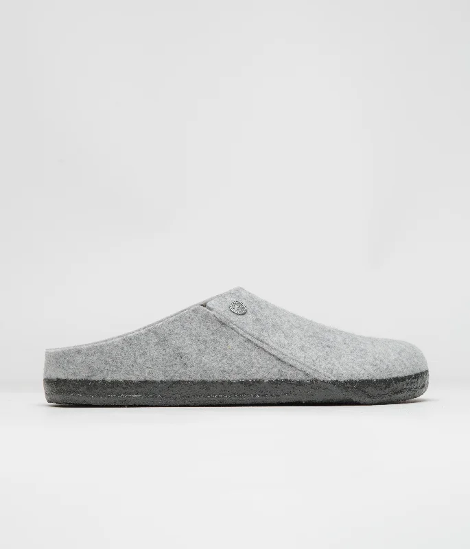 Slippers with snug nap treads -Birkenstock Zermatt Felt Slippers - Light Grey