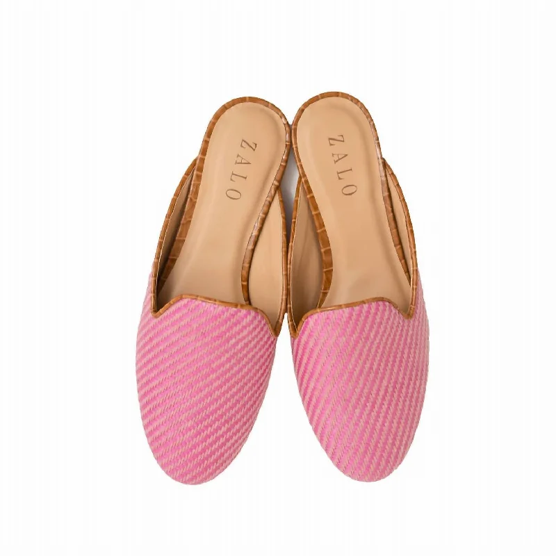 Slippers with quick nap calm -Women's Raffia Mule In Fuschia