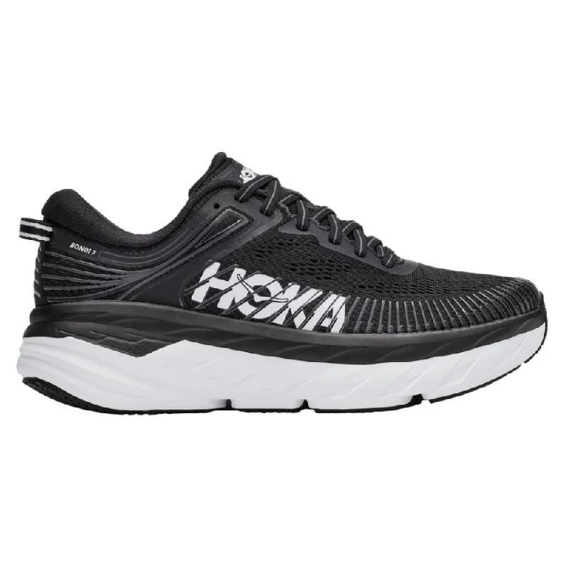 Stable running shoe for older runners -Hoka Bondi 7 Black/White Running Shoe (Women's)