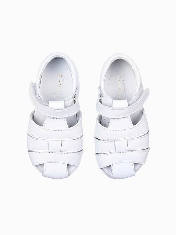 Sandals for summer fashion -White Leather Toddler Toledo Sandals