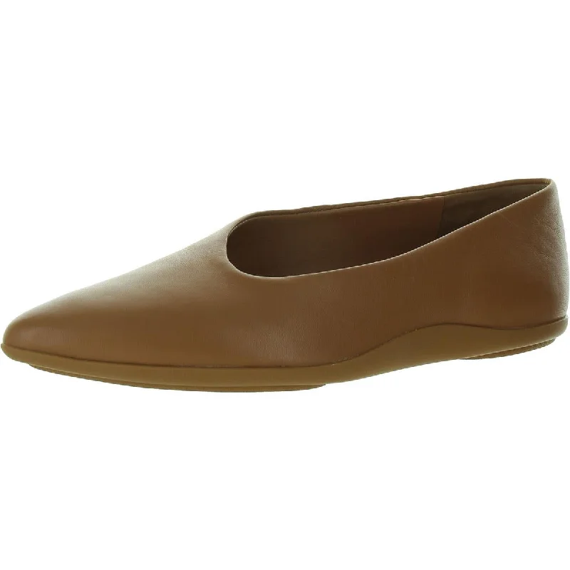 Flats with resilient heel padding -Vince Womens Faux Leather Slip On Flat Shoes