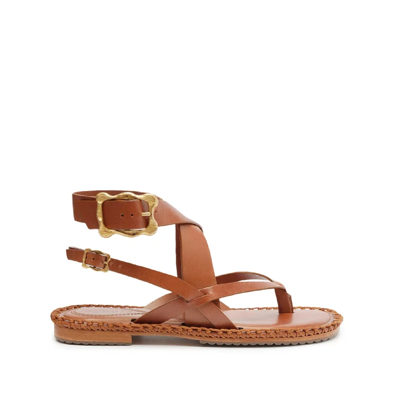 Flats for women with arch aches -Keith Flat Leather Sandal