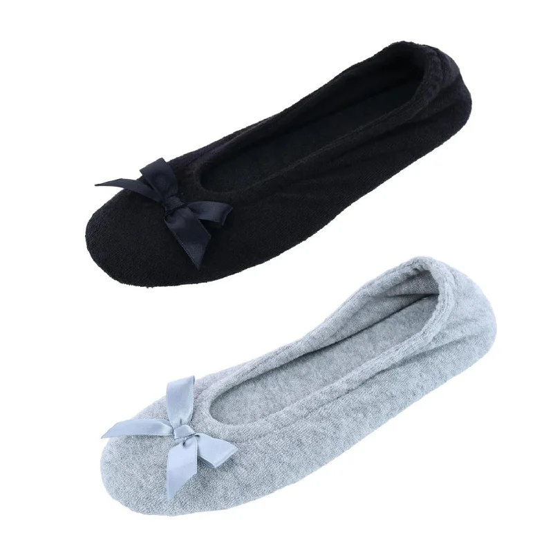 Slippers for mute nap time -Women's Terry Ballerina Slipper House Shoe (Pack of 2)