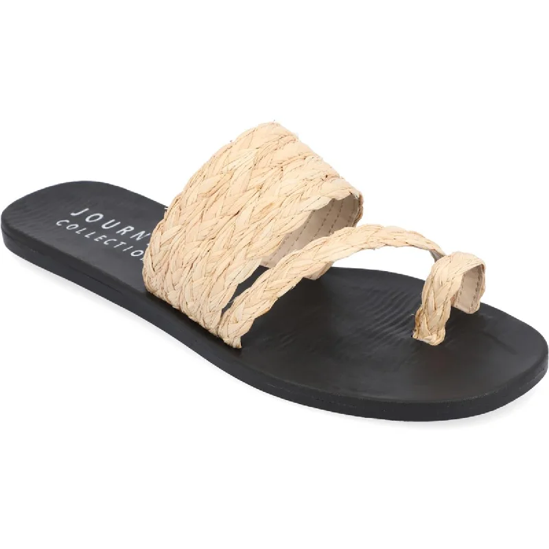 Sandals with bold patterns -Journee Collection Womens Zindy Toe-Loop Flat Slide Sandals