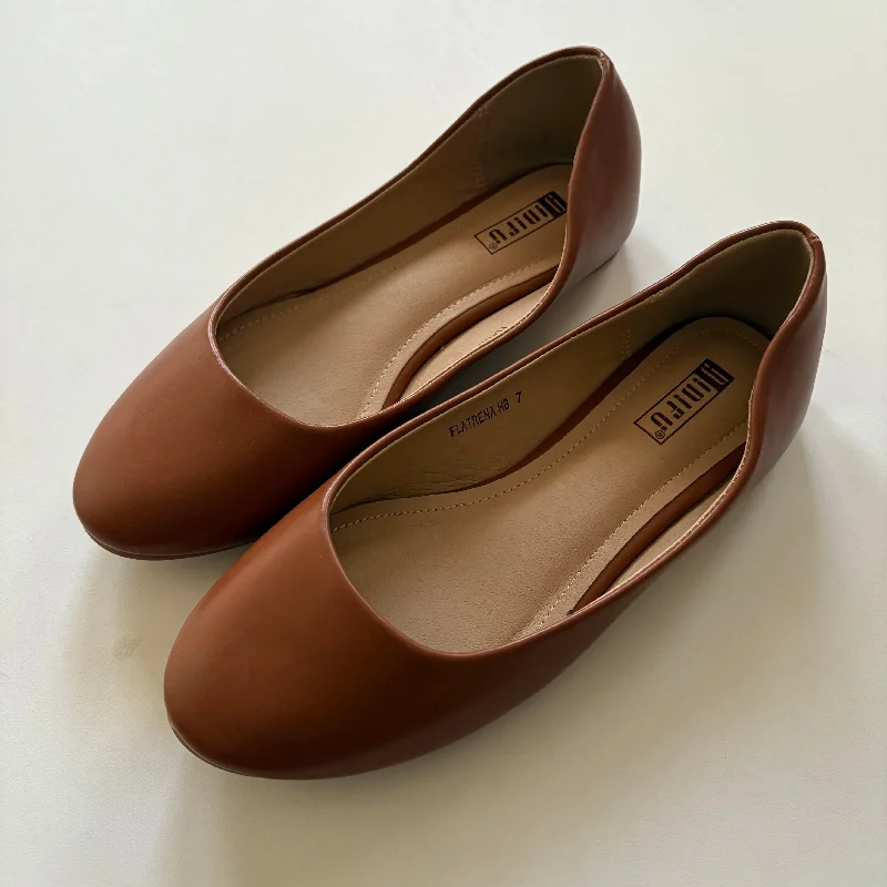 Flats with firm sole padding -Shoes Flats By idifu In Brown, Size: 7