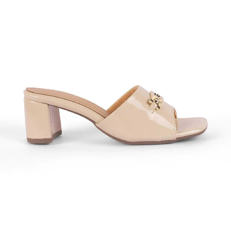 Sandals with comfy midsoles -Tresmode Adare Beige Women's Dress Block Heel Sandals