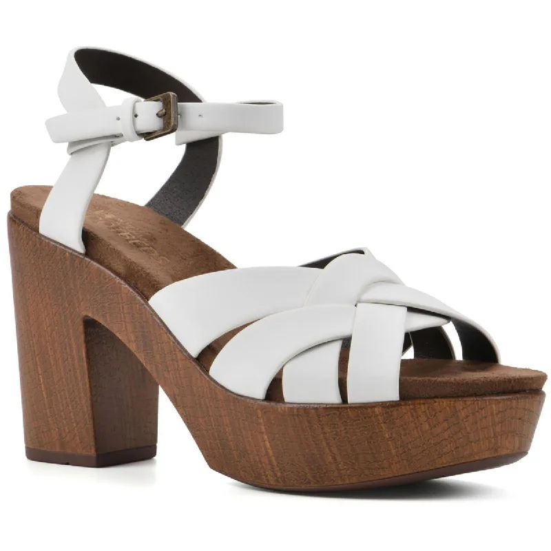 Sandals for regular walks -White Mountain Womens Achiever Faux Leather Ankle Strap Platform Sandals