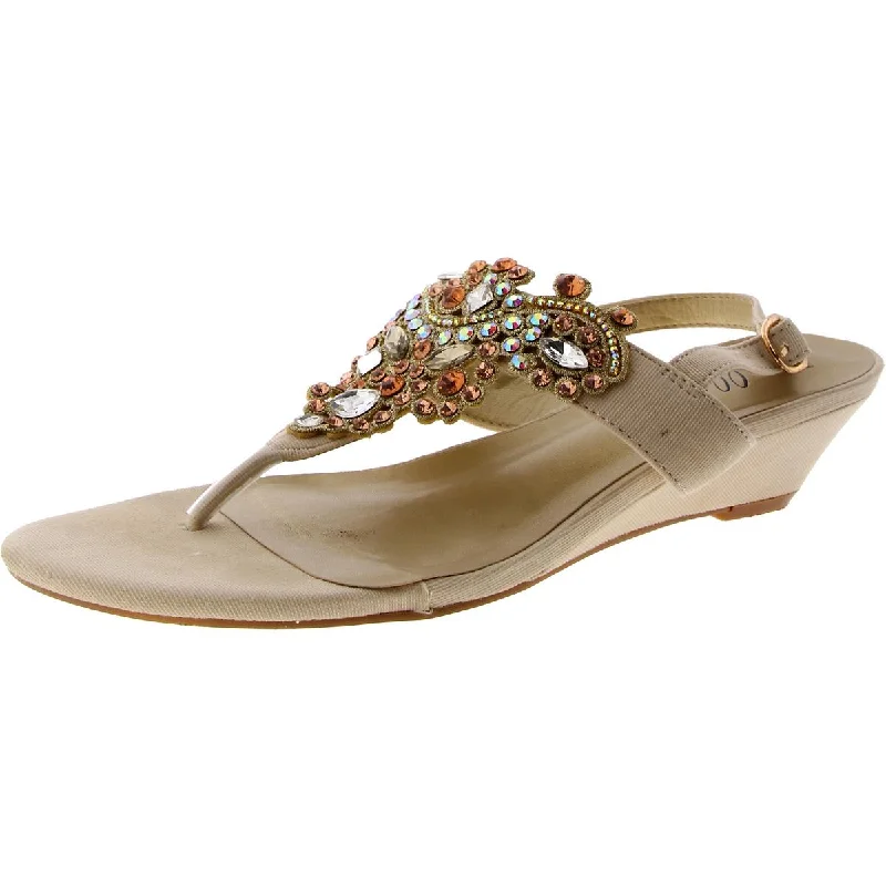 Sandals for short treks -Bellini Womens Loni Canvas Thong T-Strap Sandals