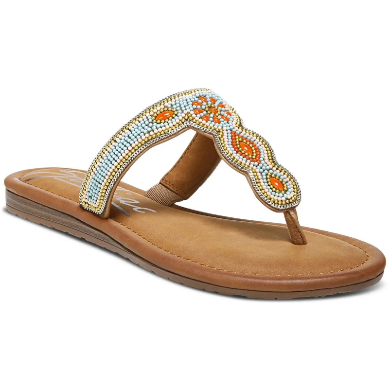 Sandals with soft interiors -Zodiac Womens Yves Faux Leather Flip-Flop T-Strap Sandals