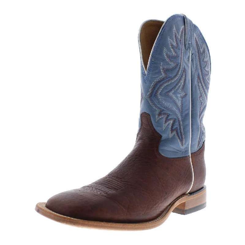 Tony Lama Mens Bison Leather Embroidered Cowboy, Western Boots