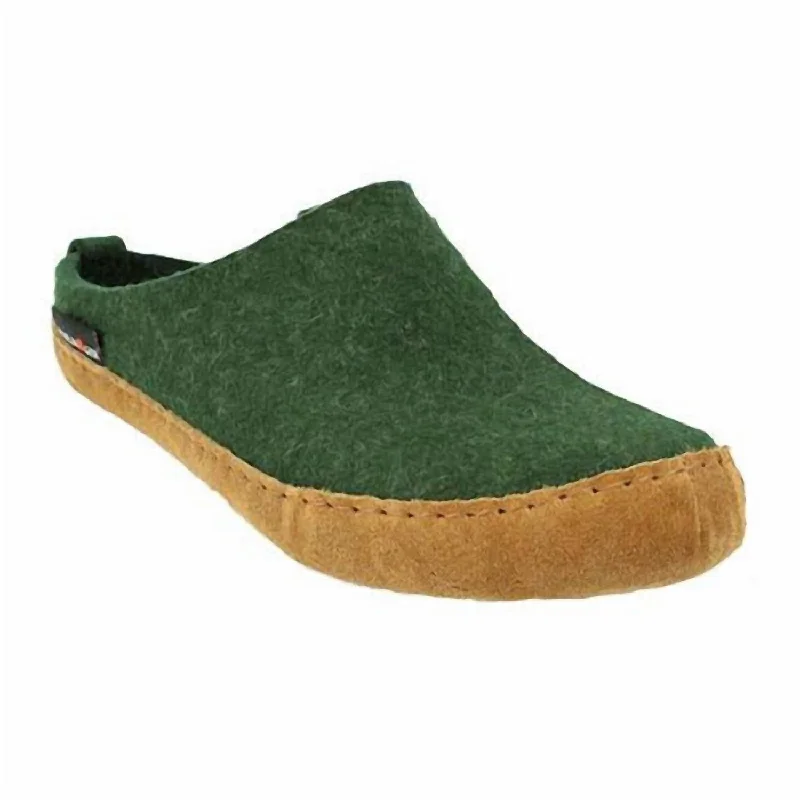 Slippers with mindful nap vibes -Women's Suede Sole Boiled Wool Clogs In Spruce