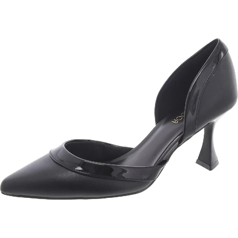 Womens Faux Leather Laceless D'Orsay Heels