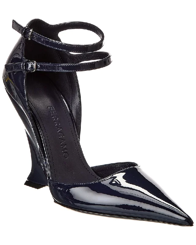 Ferragamo Vidya Patent Wedge Pump