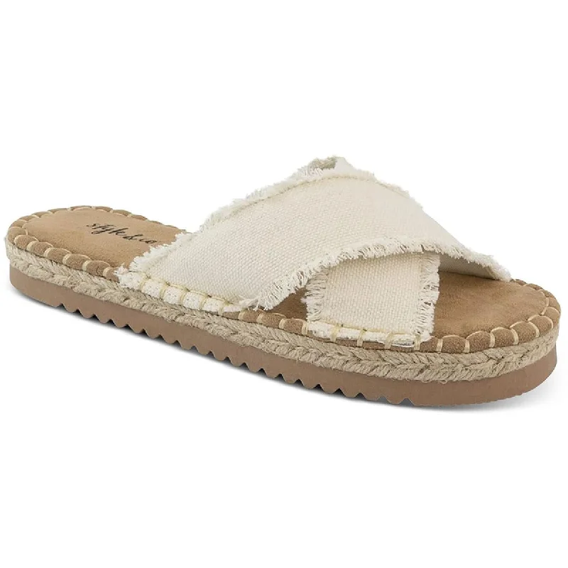 Sandals with tough terrains -Style & Co. Womens Kelt Canvas Criss-Cross Slide Sandals