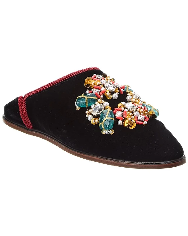 Slippers with gritty nap wear -Roger Vivier Velvet Mule