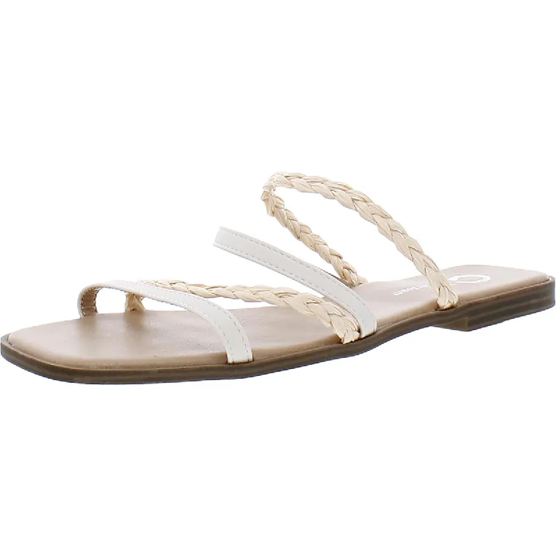 Flats with light airy heels -Journee Collection Womens Faux Leather Flats Slide Sandals