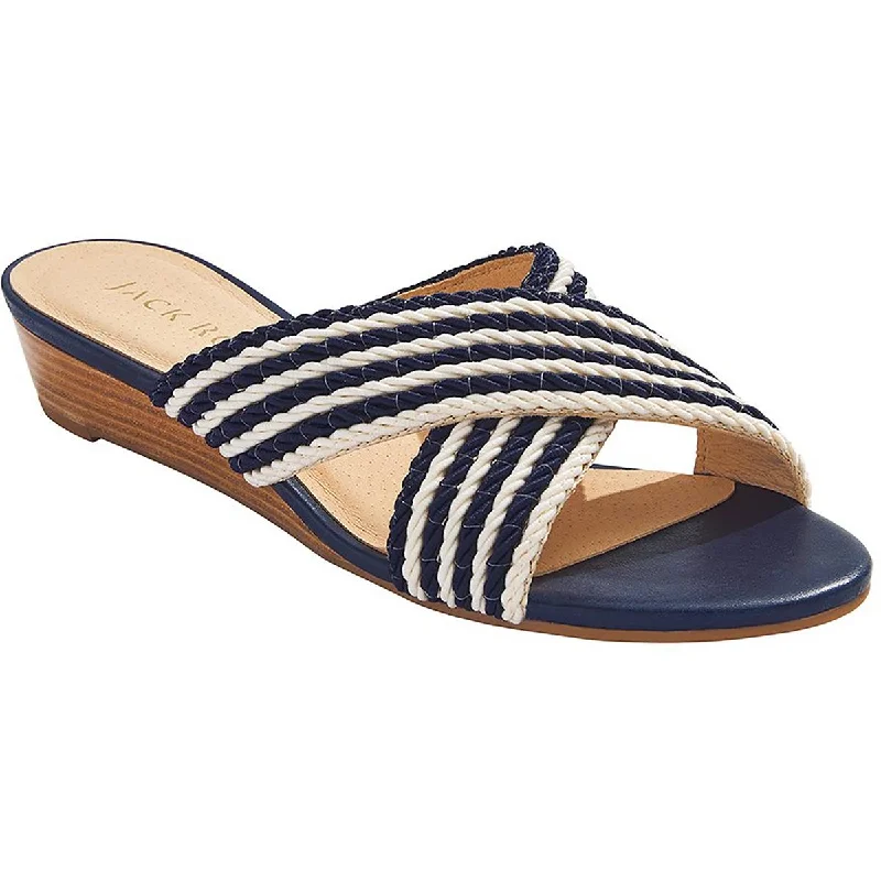 Sandals with shock absorption -Jack Rogers Womens Dolphin Mini Woven Slip-On Wedge Sandals