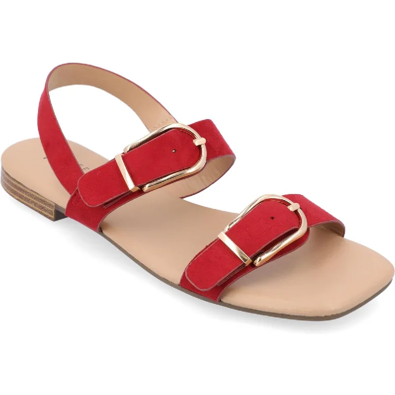 Sandals with durable midsoles -Journee Collection Womens Twylah Faux Suede Buckle Slingback Sandals