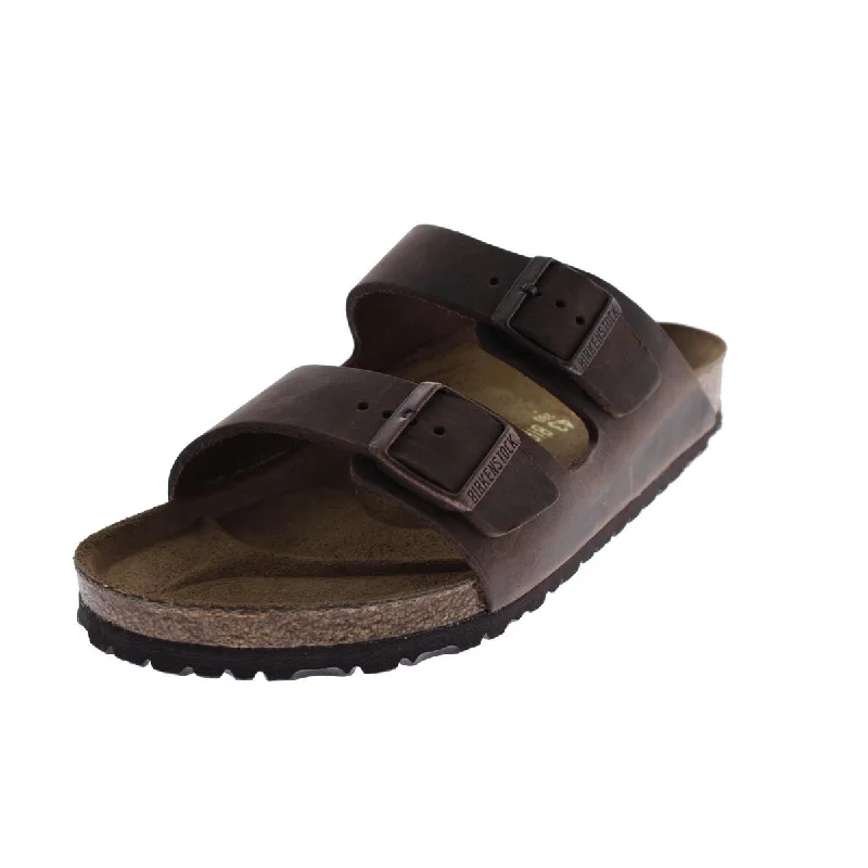 Sandals with coastal trails -Birkenstock Mens Arizona Leather Supportive Footbed Sandals