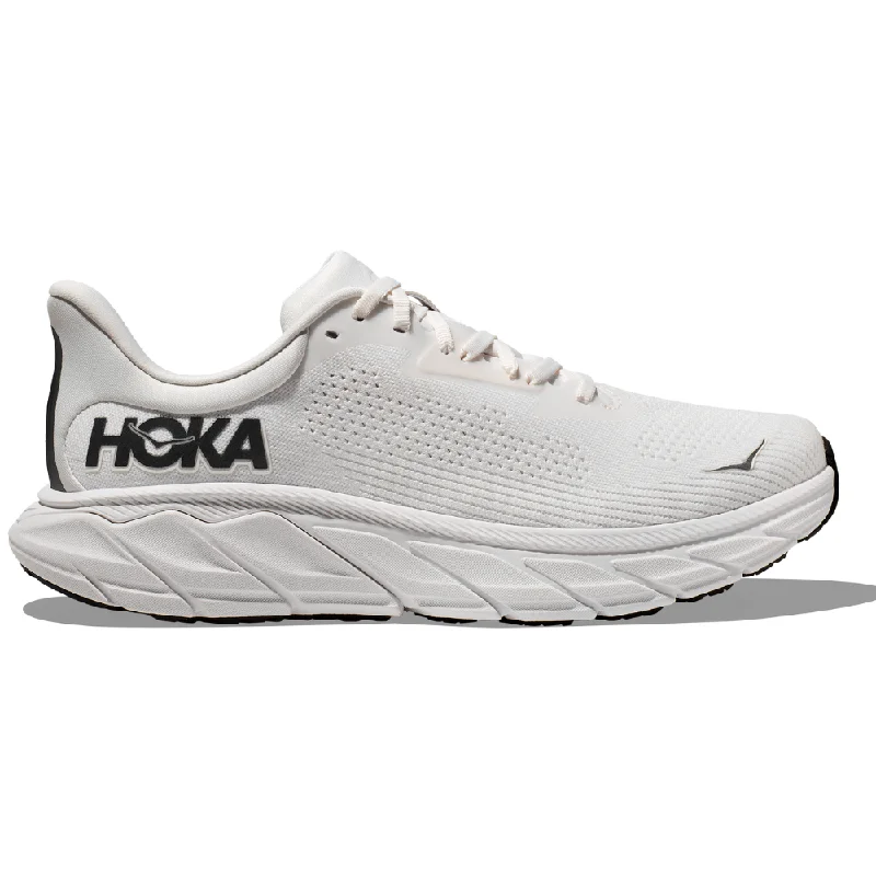 Running shoe with mesh run gaps -Hoka Arahi 7 Blanc De Blanc/Steel Wool Running Shoe (Men's)