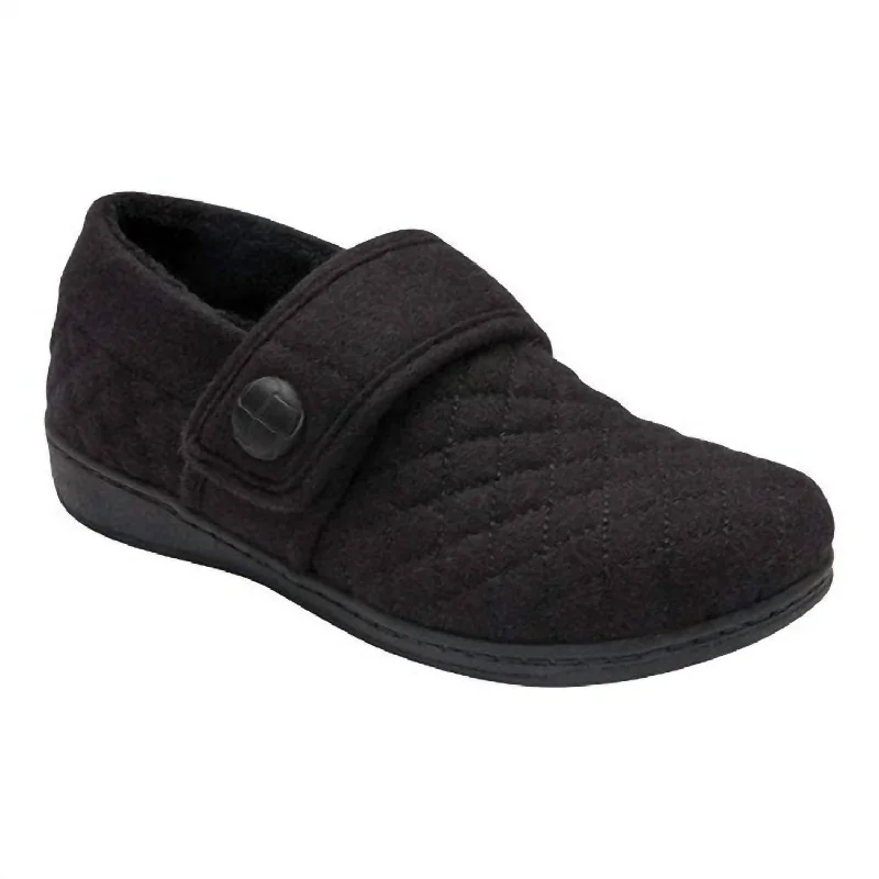 Slippers with light nap treads -Jackie Terry Cloth Slipper In Black