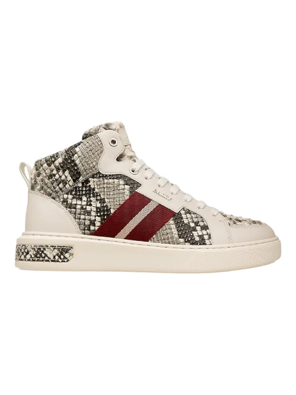 Bally Myles 6238392 Men's White Sheep Printed Leather Sneakers