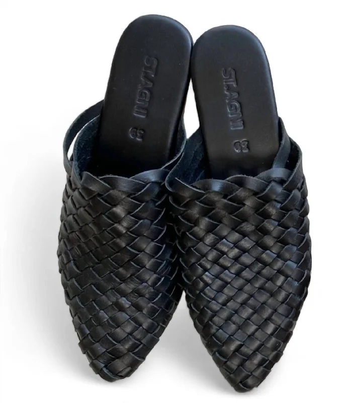 Slippers with airy nap treads -Women's Paris Woven Mules In Black