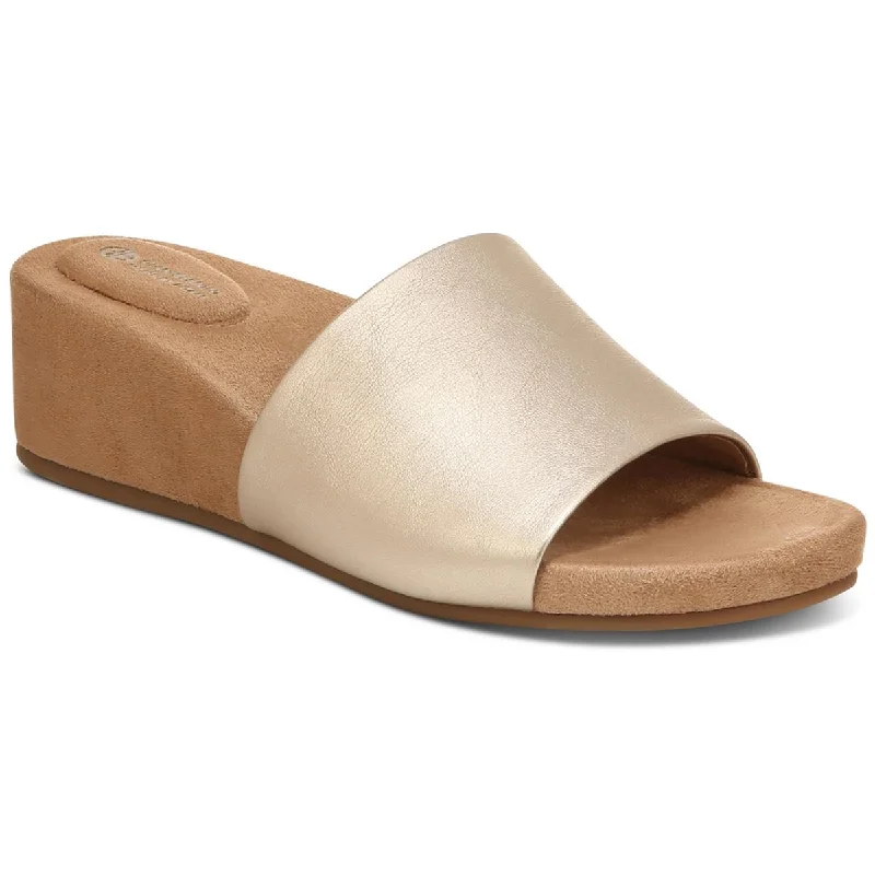 Sandals with extra padding -Giani Bernini Womens Giulia Metallic Slip On Wedge Sandals