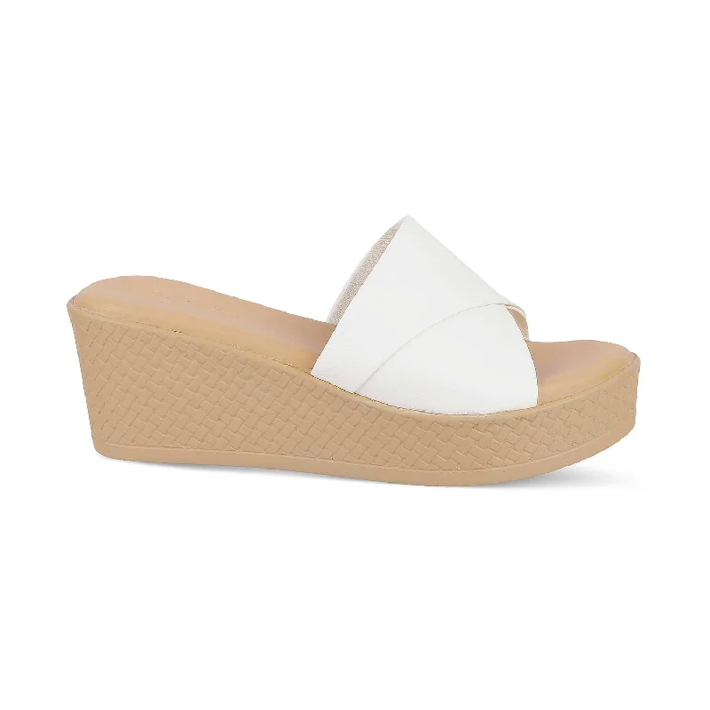 Sandals for evening strolls -Tresmode Sedge White Women's Dress Wedge Sandals