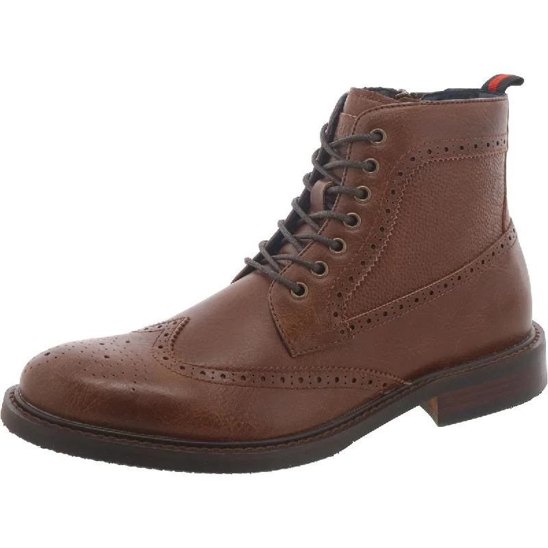 Steve Madden Mens Leather Brogue Combat & Lace-Up Boots